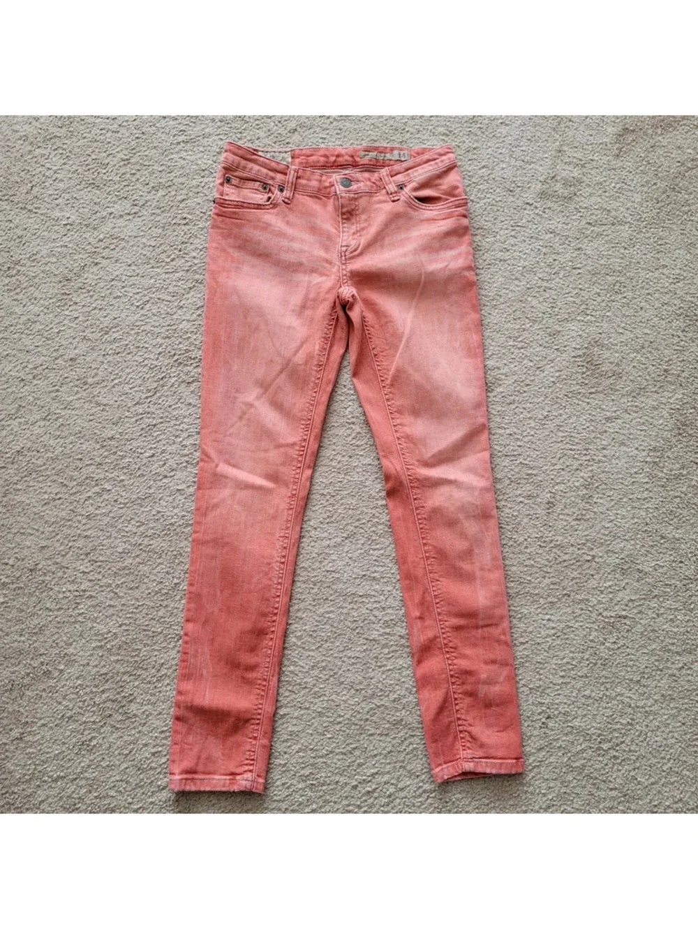 POLO Ralph Lauren Jemma Super Skinny Jeans Girls 14 Reddish Pink Stretch Denim